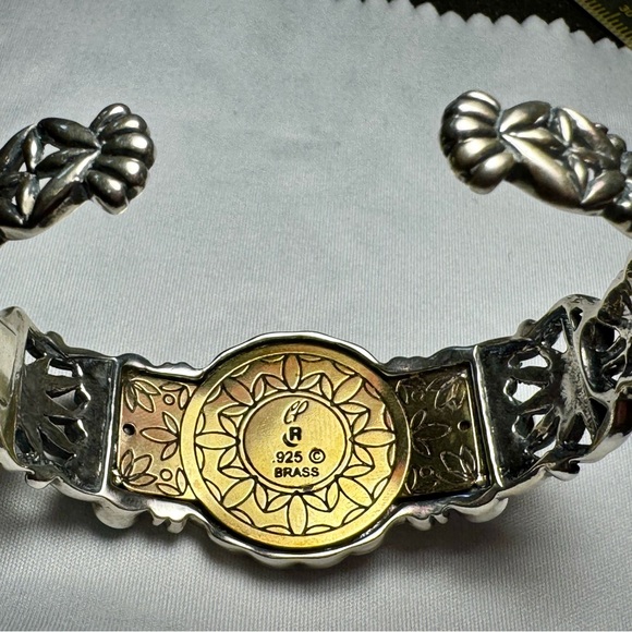 Carolyn Pollack Sterling Silver & Brass Cuff ~ Turquoise & Malachite Bracelet - Picture 2 of 7